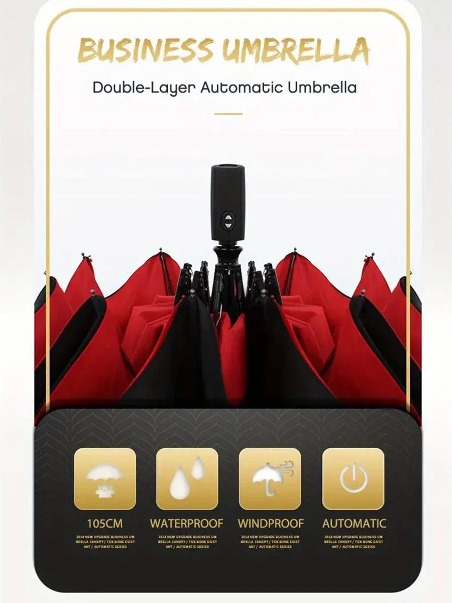 Automatic 10 Bones Sunny Umbrella, Windproof Sunny And Rainy Business Men And Women Folding Umbrella