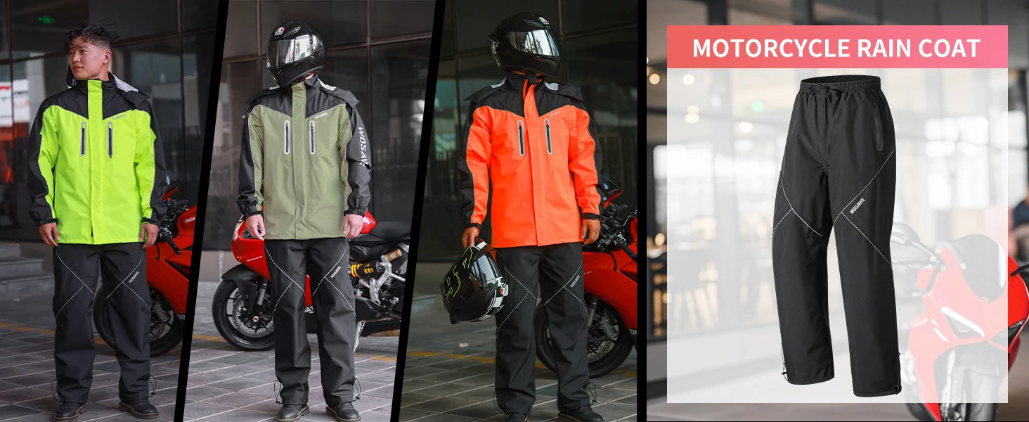 WOSAWE Motorcycle Raincoat Split Men Women Riding Rain CoatAnti-storm Locomotive Rain Cape Whole Body Waterproof Reflective
