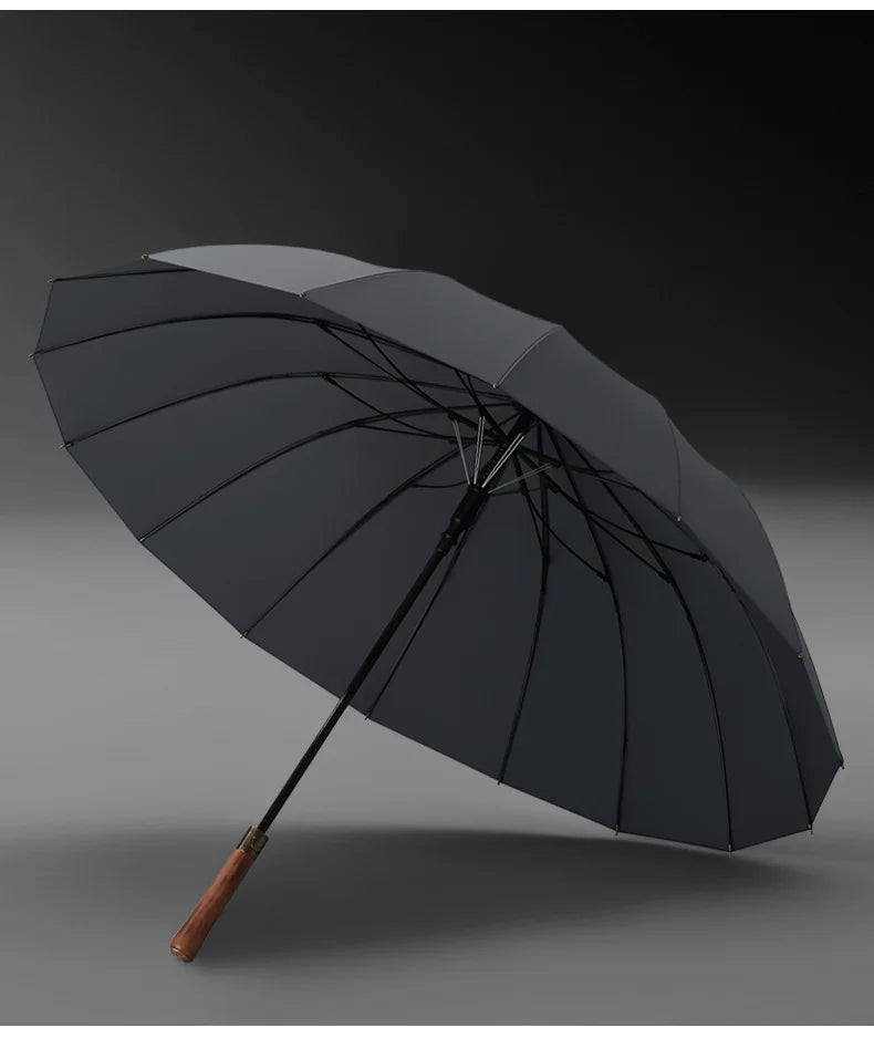 High-end wooden handle umbrella long handle umbrella straight rod dual-purpose umbrella advertising umbrella 16 bones men