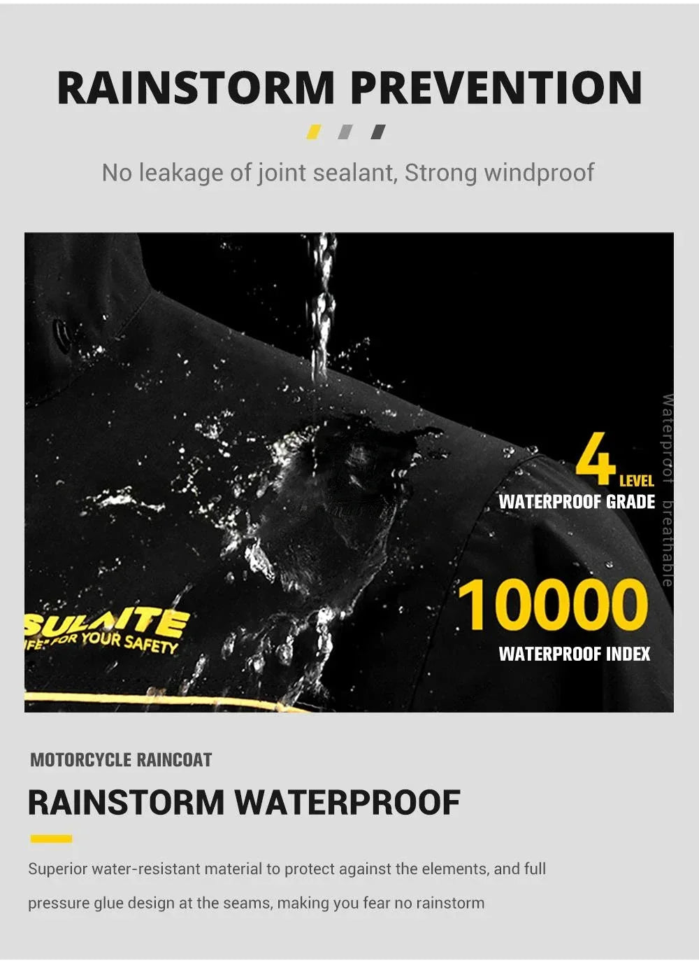 Waterproof Motorcycle Rain Suit-Full Body Raincoat & Rain Pants Set with Reflective Strips Fit for Men Women All-Weather Cycling