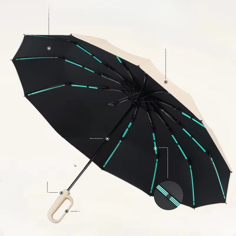 20 Bones Windproof Strong 106CM Reinforced Automatic Folding Umbrella for Men, Large Buckle Handle Wind and Water Resistant