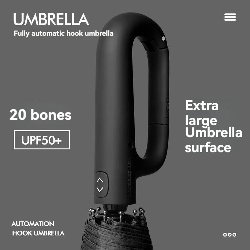 Automatic Umbrella for Men Women Fully Automatic Folding Large Rib Strong Sunshade Double Umbrella with Ring Buckle Design