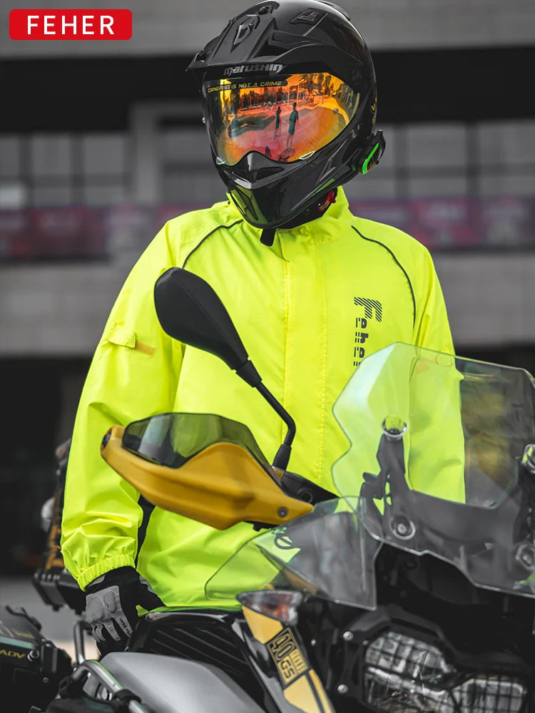 FEHER Motorcycle Raincoat Suit Unisex Rainstorm Waterproof Motorbike Raincoat Lightweight Design Tear Resistant for Rainy Days