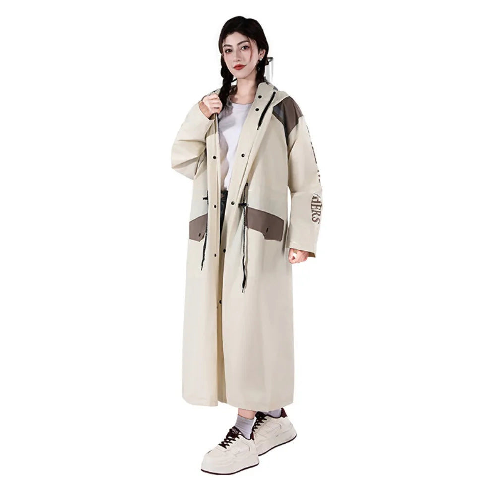 Fashionable Raincoat Long Full Body Rainstorm Proof Female AdultOuter Wear Waist Retractable One-man Electric Car Poncho Outdoor