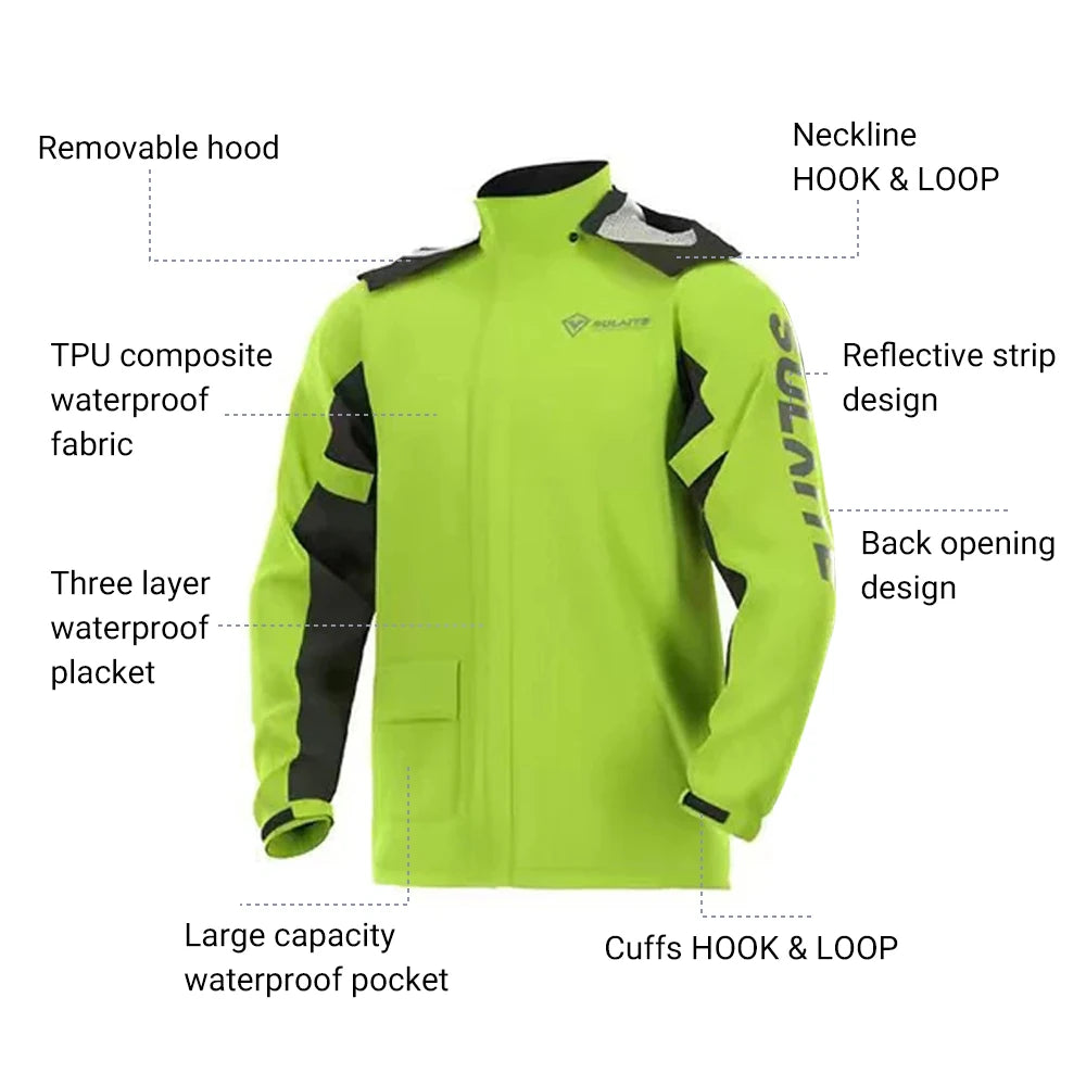 Motorcycle Raincoat Waterproof Days Reflective Raincoat Set Motorcyclis Breathable Comfortable Ultra-thin Raincoat With Storage