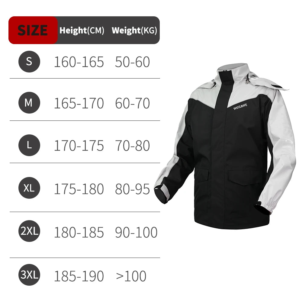WOSAWE Motorcycle Raincoat Men Women Waterproof Motorcycle Rider Raincoat Moto Raincoat Jacket Biker Raincoat