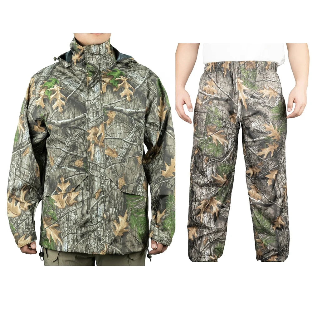 Rain Coat Set Suit Adults Unisex Men Women Camp Raincoat Set Hiking Hunting Fishing Outdoor Rainwear Rain Gears Cover Cp Tree