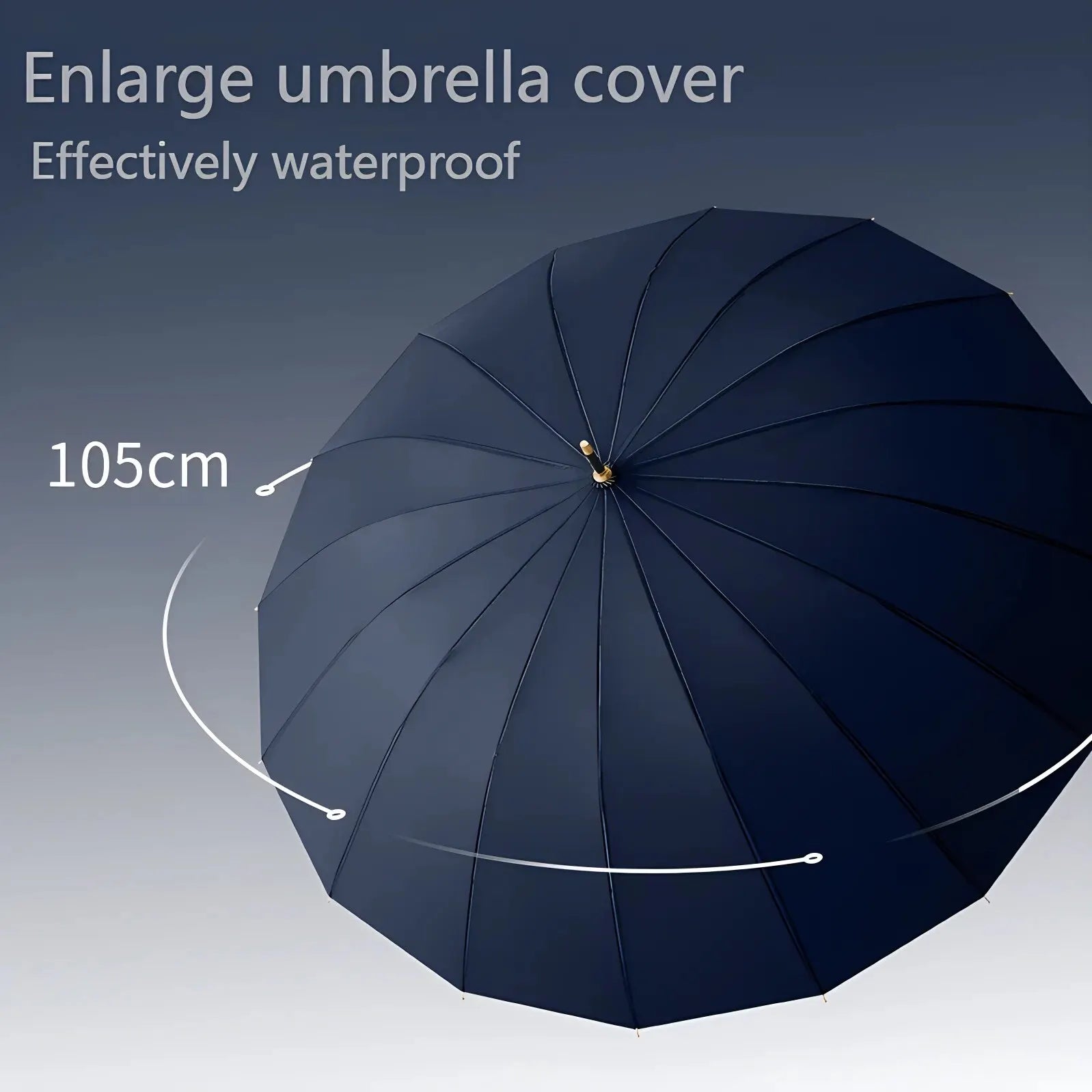 Japanese Long Handled Umbrella Ins for Both Sunny and Rainy Use, Black Glue Large Size Storm Resistant 16 Bone Automatic Waterpr