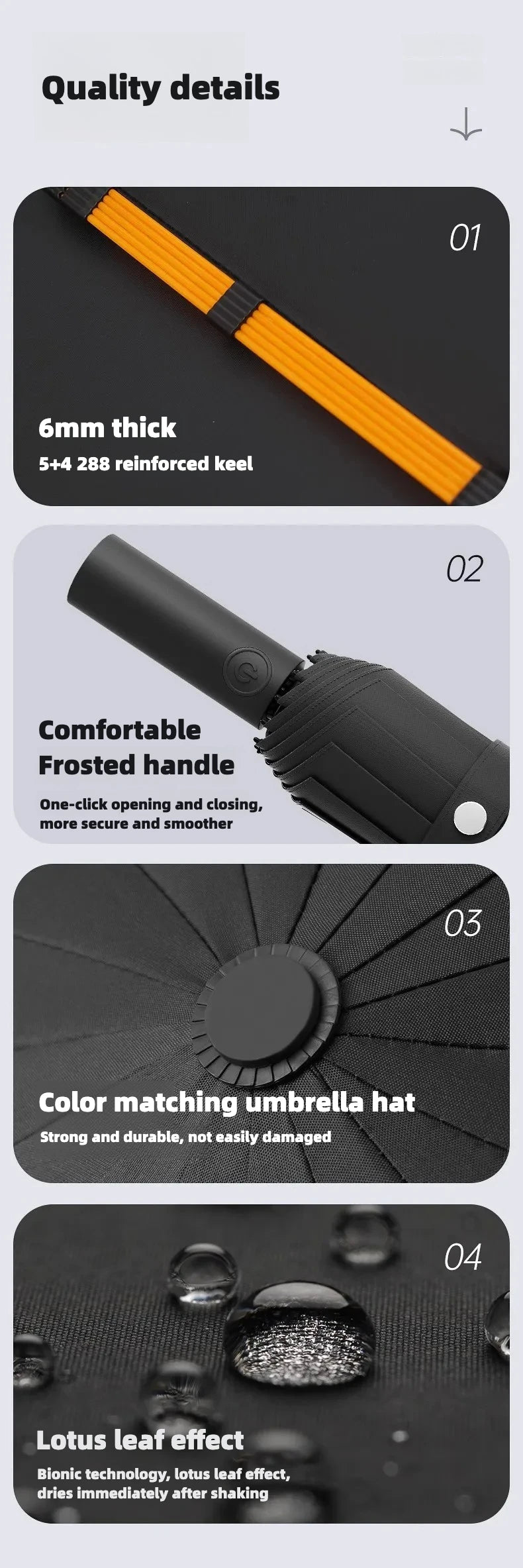 Stormproof Windproof Automatic Umbrella,288 Reinforced Fiberglass Ribs, Sun UV UPF50+ Protect, Compact Folding Rain Umbrella Men