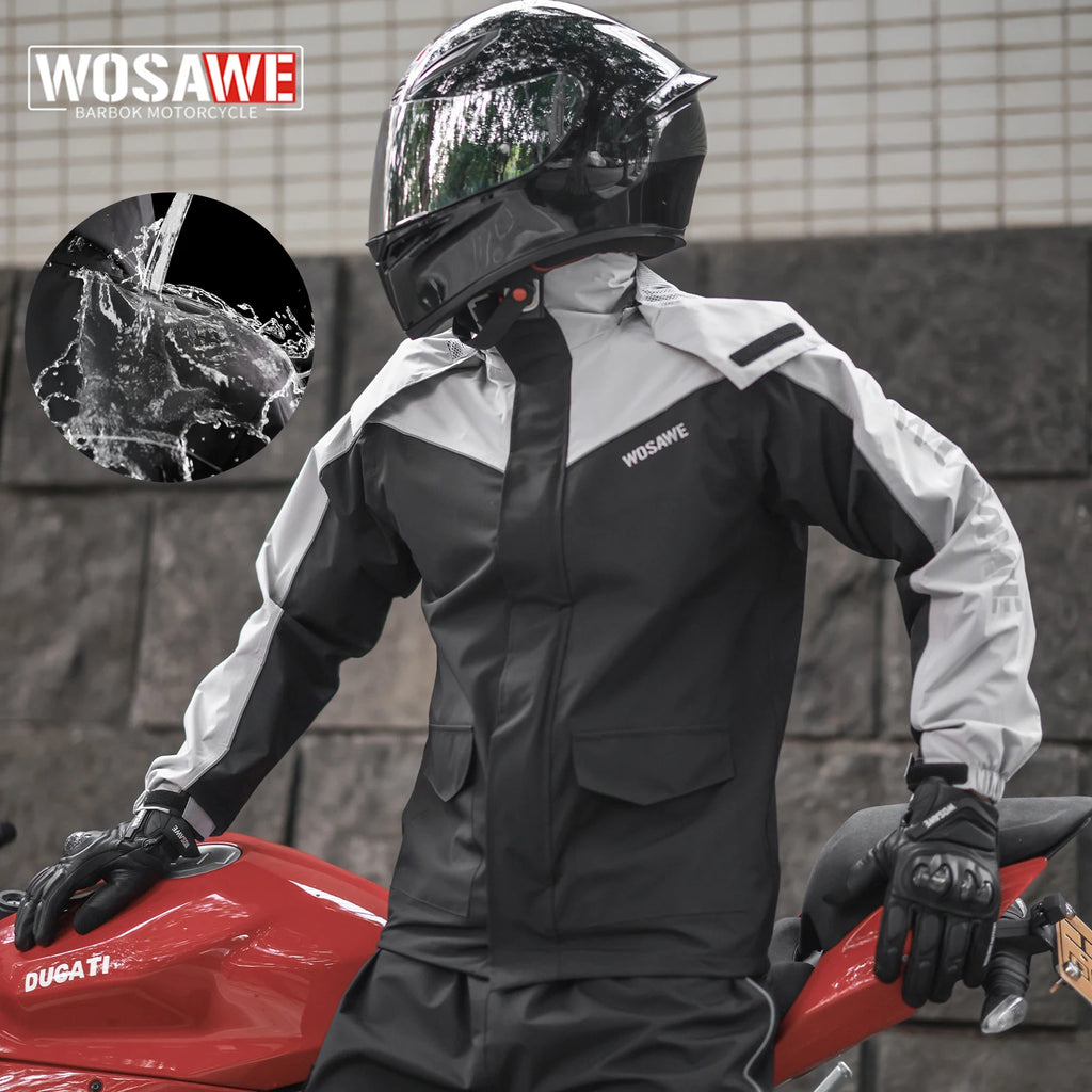 WOSAWE Motorcycle Raincoat Men Women Waterproof Motorcycle Rider Raincoat Moto Raincoat Jacket Biker Raincoat