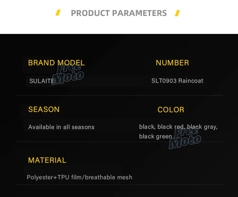 SULAITE Motorcycle Raincoat Suits Men Waterproof Rain Gear Rain Jacket Reflective Work Rain Coats Lightweight Hiking Rainsuit