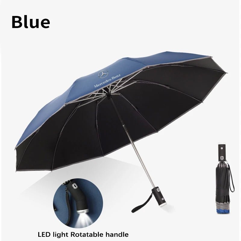 Mercedes Benz A B C E V S Class CLA CLS ML SLK Vito A45 C63 GLA GLC GLK GLS Car Automatic Folding Windproof UV Sunshade Umbrella