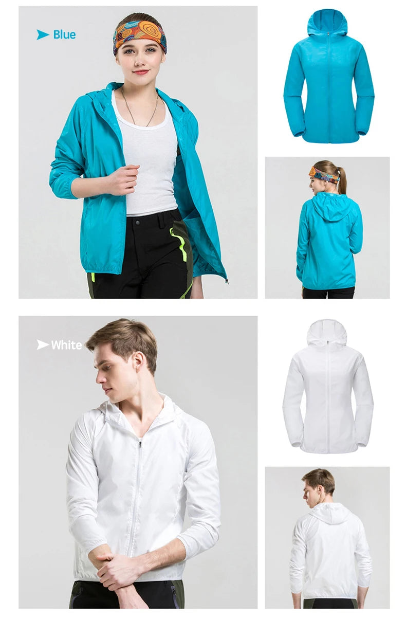JNLN Camping Rain Jacket Men Women Waterproof Sun Protection Clothing Fishing Hunting Clothes Quick Dry Windbreaker With Pocket
