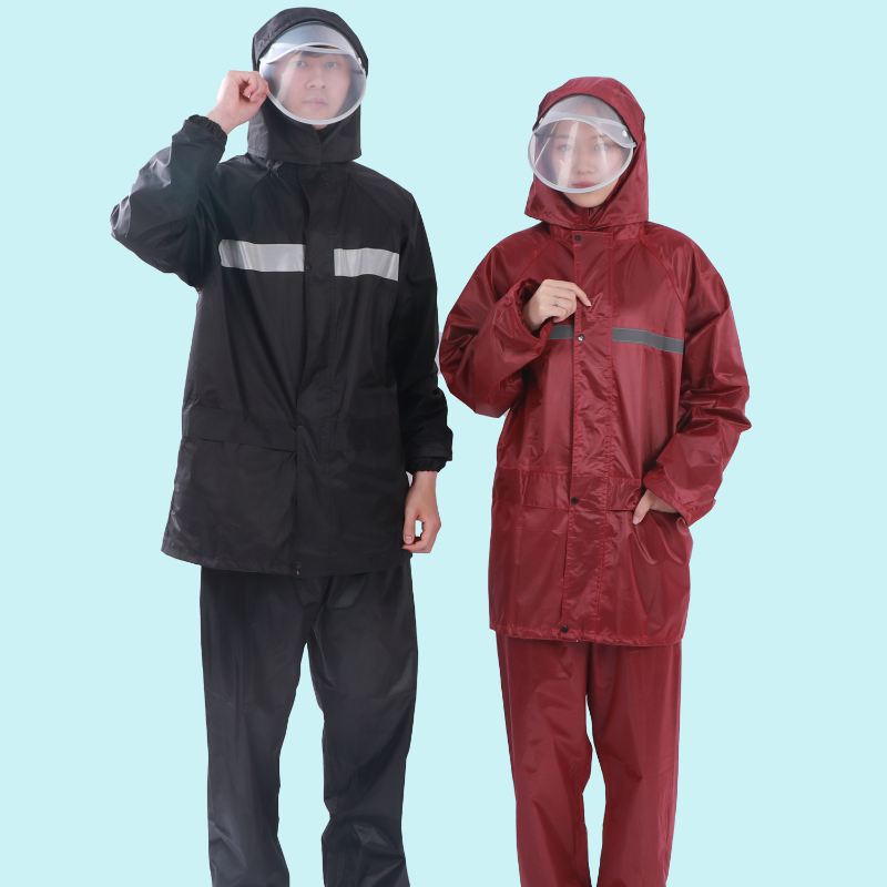 Full Body Raincoat And Rainpants Suit for Electric Bicycle & Motorcycle Reflective Split Design for Takeaway Riding Storm Protec