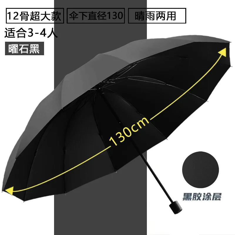 130cm Extra-large Folding Umbrella Suitable for Both Sunny and Rainy Days and Is Windproof, Waterproof Comprehensive Protection.