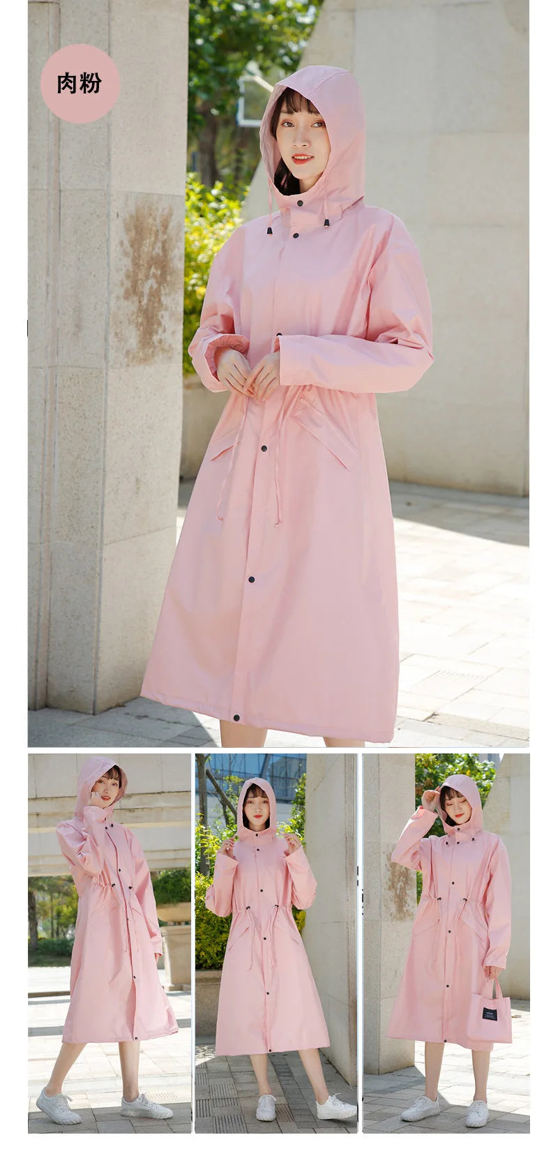 Women's Long Lightweight Trench Raincoat Poncho Waterproof Korean Style for Adults