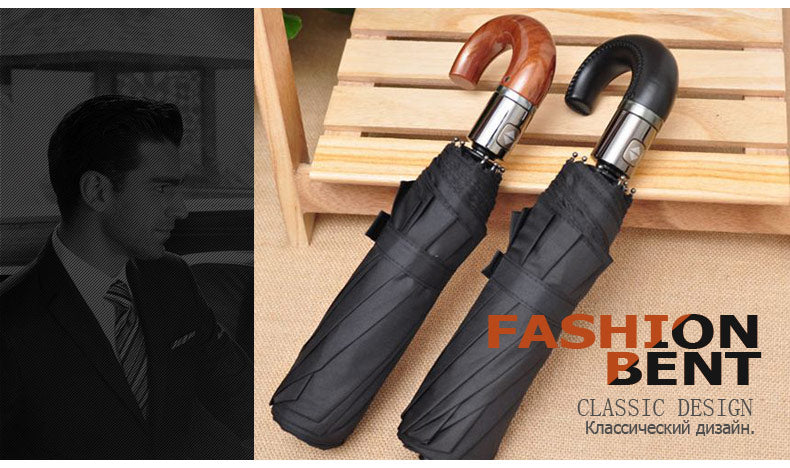 Genuine Parachase Folding Umbrella Brand Business Men Automatic Umbrella Rain Windproof Curved Handle Prasols for Adult
