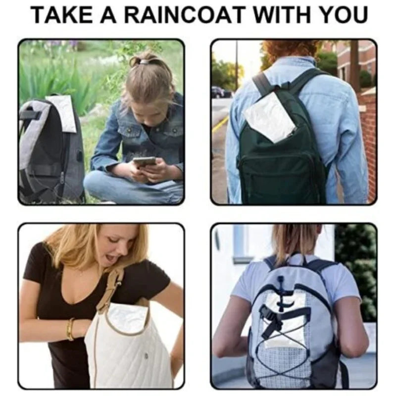 12Pcs Disposable Waterproof Raincoat Outdoor Hiking Mountain Travel Emergency Transparent Portable Adult Poncho Rain