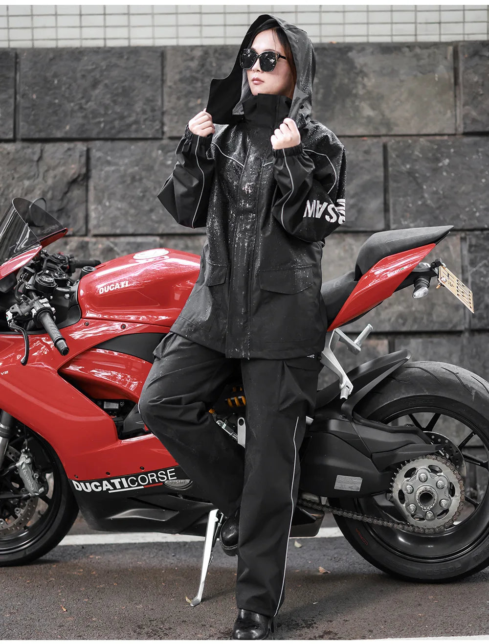 WOSAWE Motorcycle Raincoat Suit Moto Rider Split Waterproof Jacket Rain Pants E-bike Hiking Fishing Camping Foldable Rainwear