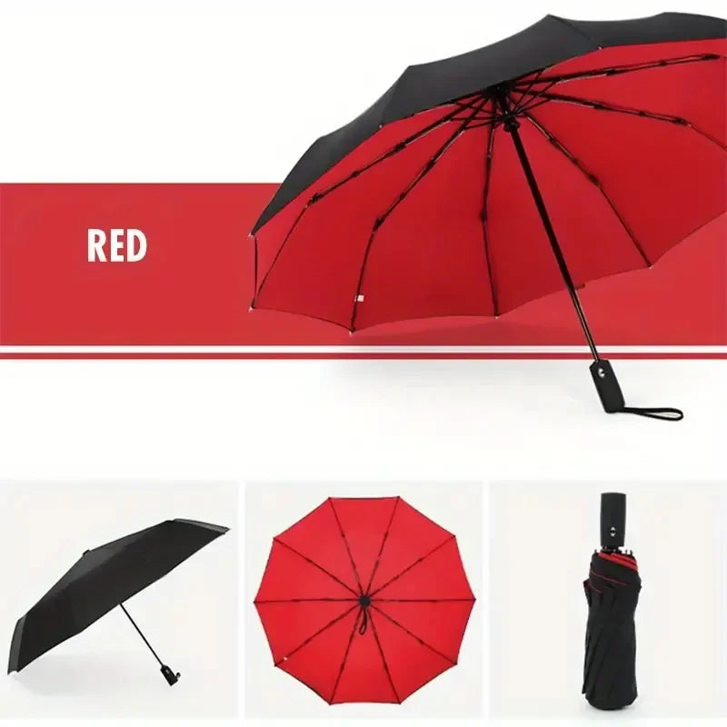 Automatic 10 Bones Sunny Umbrella, Windproof Sunny And Rainy Business Men And Women Folding Umbrella