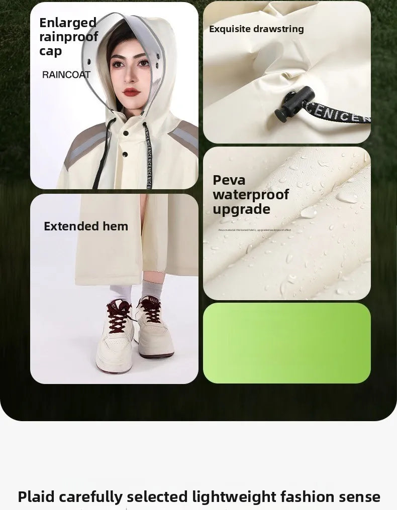 Fashionable Raincoat Long Full Body Rainstorm Proof Female AdultOuter Wear Waist Retractable One-man Electric Car Poncho Outdoor