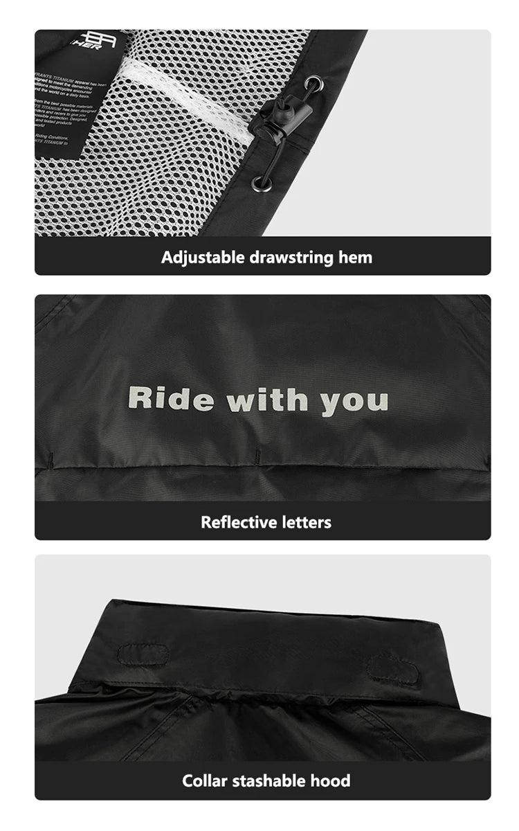 FEHER Motorcycle Raincoat Suit Unisex Rainstorm Waterproof Motorbike Raincoat Lightweight Design Tear Resistant for Rainy Days