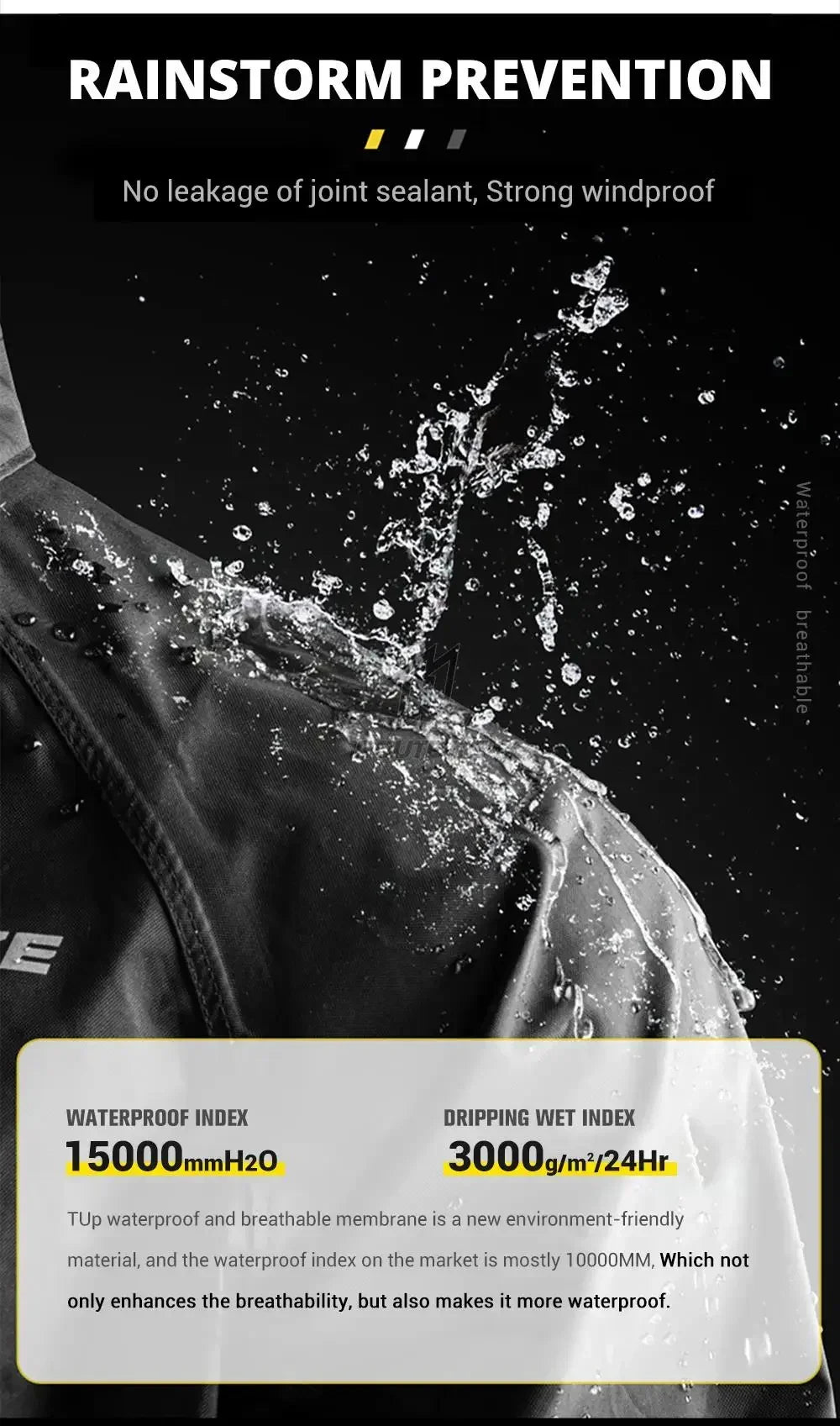 Waterproof Motorcycle Rain Suit-Full Body Raincoat & Rain Pants Set with Reflective Strips Fit for Men Women All-Weather Cycling