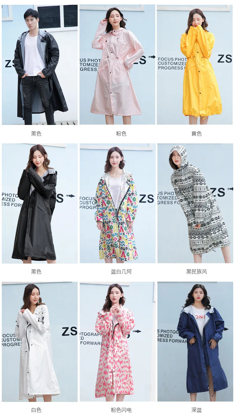 Women's Long Lightweight Trench Raincoat Poncho Waterproof Korean Style for Adults