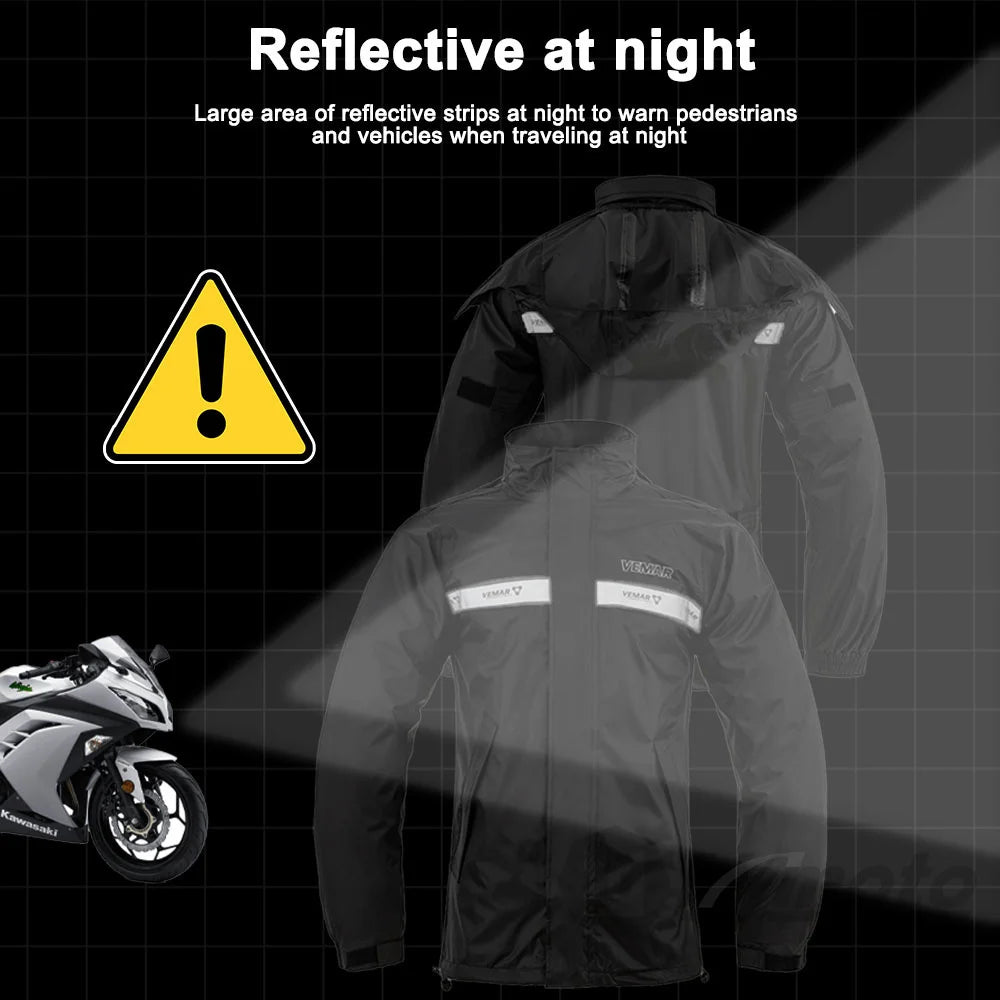 New Motorcycle Raincoat Suit Men Women Waterproof Motocross Raincoat Jacket Motorbike Raincoat Pants Reflective Bicycle Raincoat