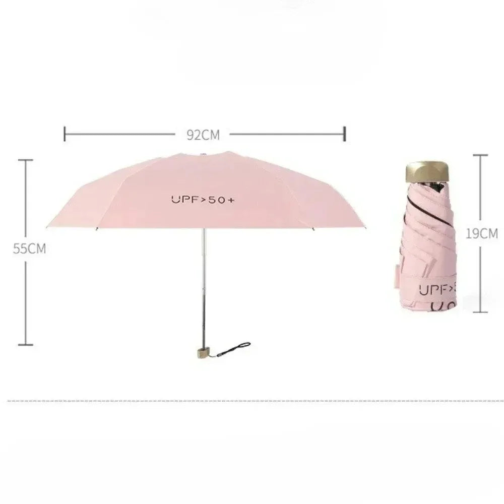 Flat Five Fold Umbrella Ultra Light Mini Umbrella Sun Umbrella Black Rubber Sun Protection Umbrella Compact Pocket Umbrella