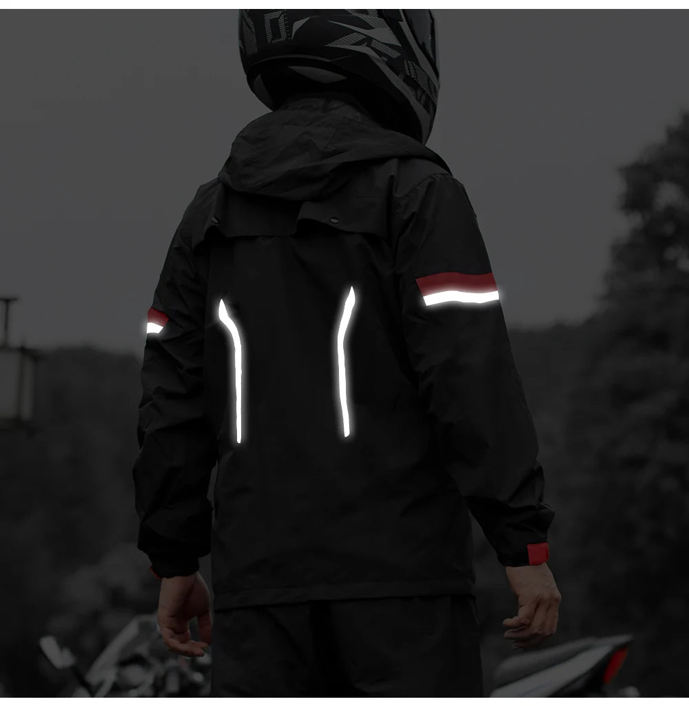 WOSAWE Motorcycle Raincoat Men's Rainproof Thickened plus-Sized Riding Full Body Split Single Raincoat Rain Pants
