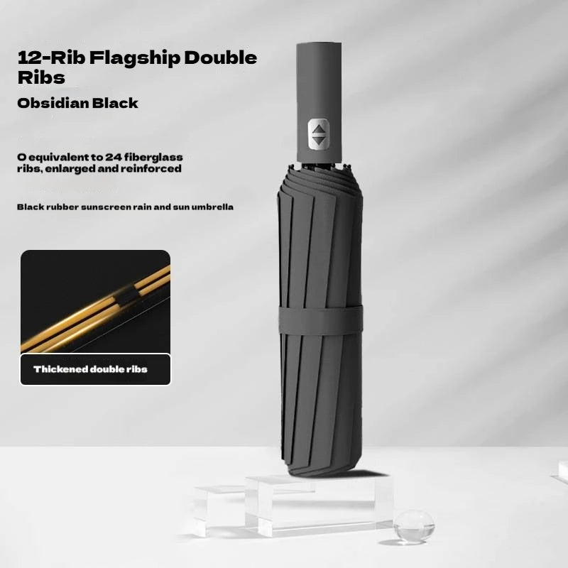 24 Bone Fully Automatic Double Bone Large Folding Umbrella SPF50+ UV Protection Rain Resistance And Strong Wind Resitance