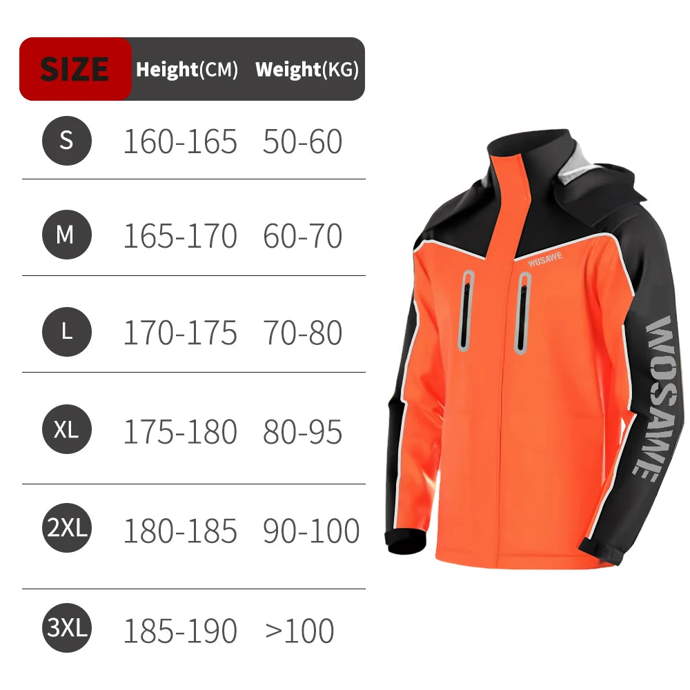 WOSAWE Motorcycle Rain Men Women Motorcycle Split Waterproof Jacket Multicolor Reflective Portable Raincoat with Cap