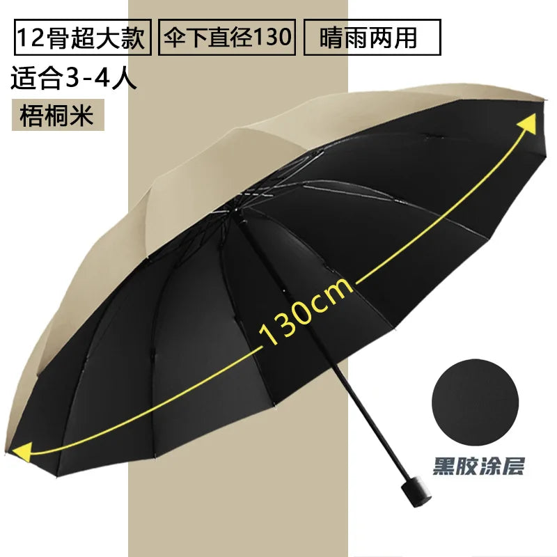 130cm Extra-large Folding Umbrella Suitable for Both Sunny and Rainy Days and Is Windproof, Waterproof Comprehensive Protection.