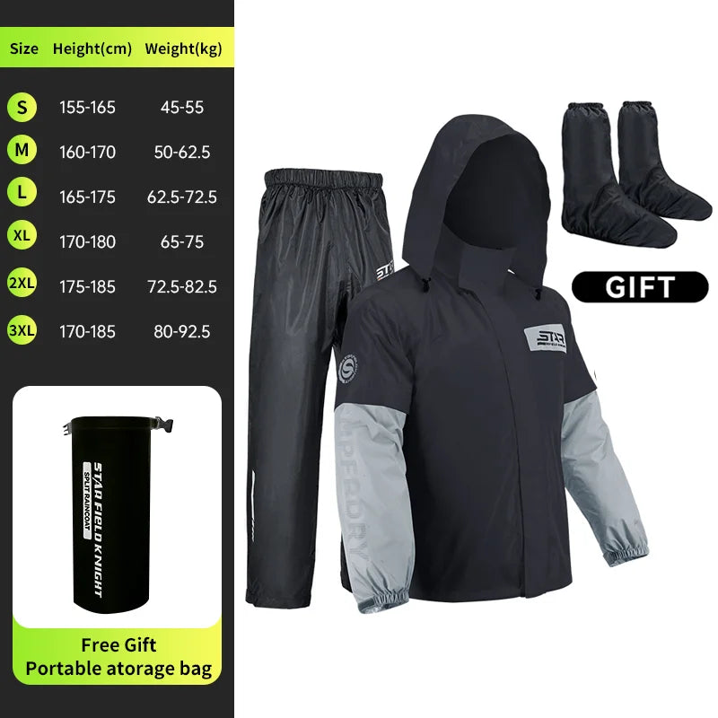 Star Field Knight Motorcycle Riding Raincoat Set Raincoat Rainpants Split Men And Women's Thin Reflective Waterproof Clothing