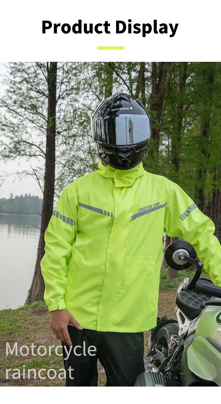 2025 New Upgrade Version Riding Clothes Rainy Suit Black Motorcycle Rider Raincoat Split Type 2pcs/Set Breathable Deep Rainproof
