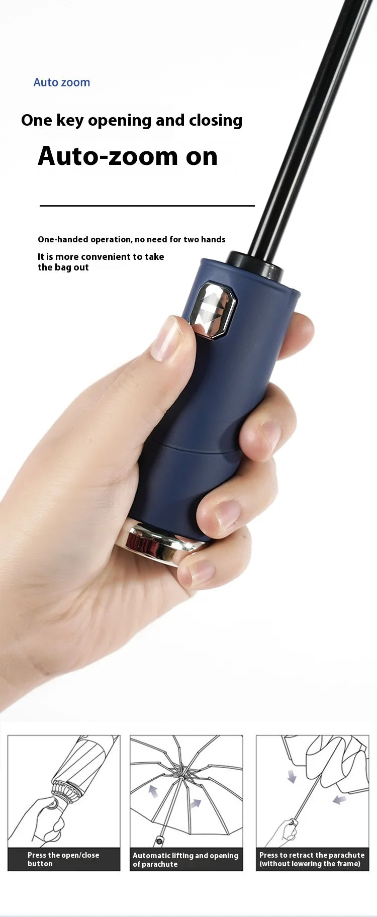 Anti-wind Rain Umbrella 2in1 Automatic Umbrella LED Flashlight Dual-use NightLight Sun Protection 10 bone Folding Umbrella