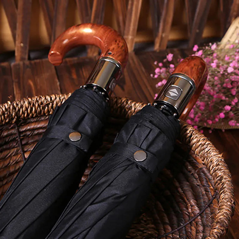 Genuine Parachase Folding Umbrella Brand Business Men Automatic Umbrella Rain Windproof Curved Handle Prasols for Adult