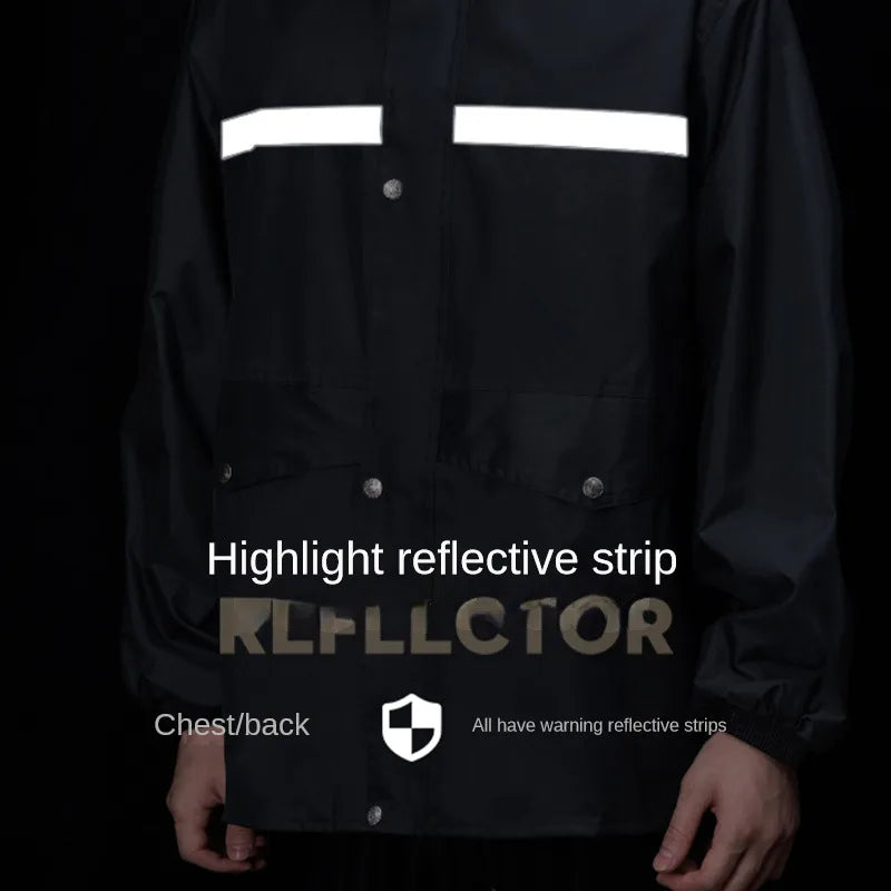 Full Body Raincoat And Rainpants Suit for Electric Bicycle & Motorcycle Reflective Split Design for Takeaway Riding Storm Protec