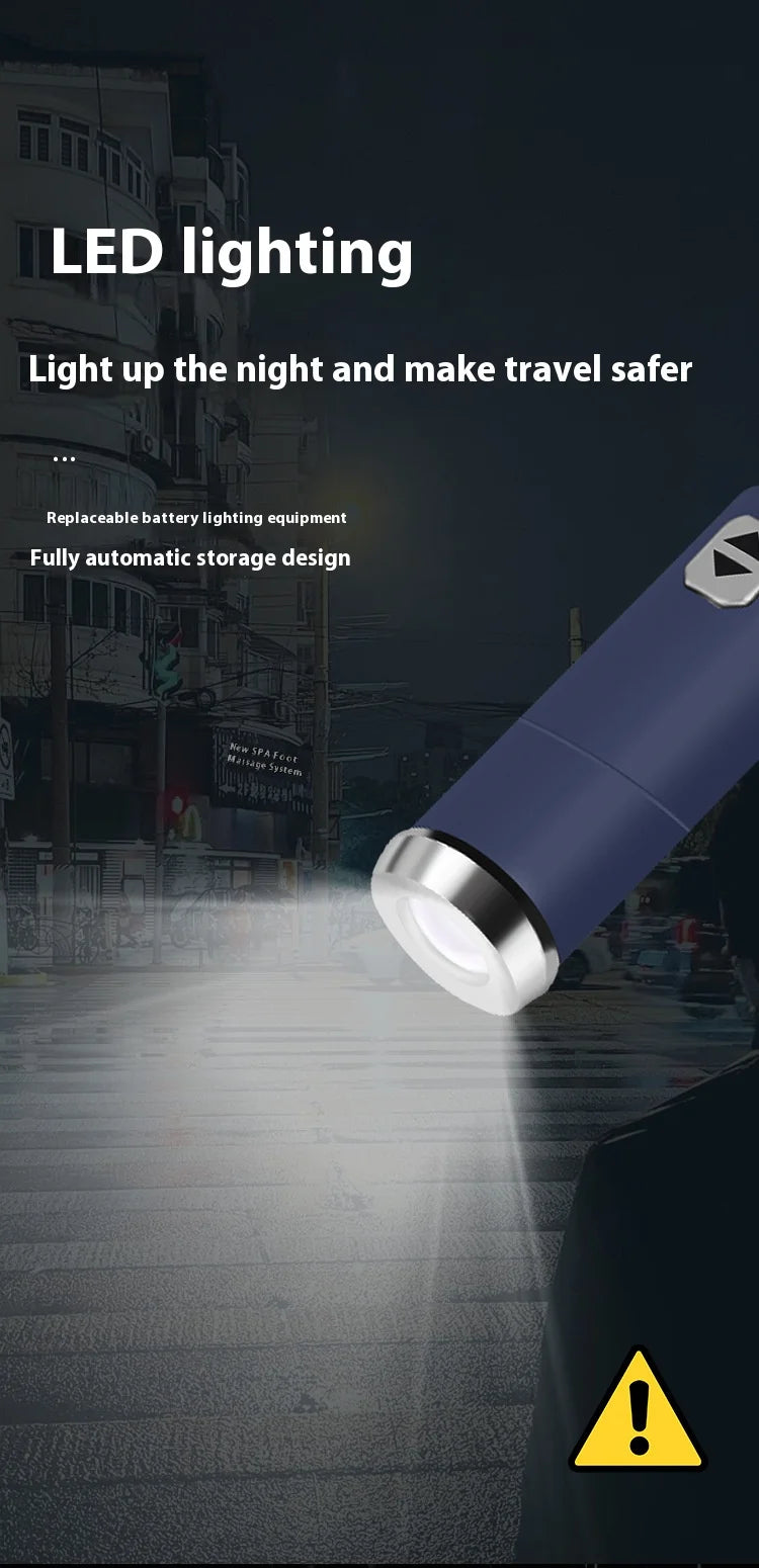 Anti-wind Rain Umbrella 2in1 Automatic Umbrella LED Flashlight Dual-use NightLight Sun Protection 10 bone Folding Umbrella