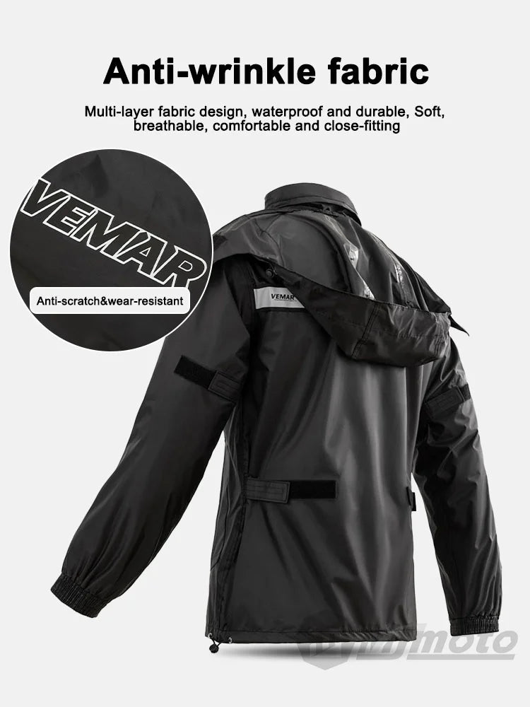 New Motorcycle Raincoat Suit Men Women Waterproof Motocross Raincoat Jacket Motorbike Raincoat Pants Reflective Bicycle Raincoat