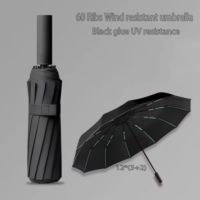 Super Strong 60Bone Windproof Folding Umbrella Telescopic Umbrella Large Automatic Waterproof Anti-storm Sunproof Uv Umbrella