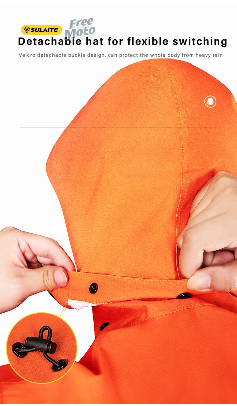 SULAITE Motorcycle Raincoat Suits Men Waterproof Rain Gear Rain Jacket Reflective Work Rain Coats Lightweight Hiking Rainsuit