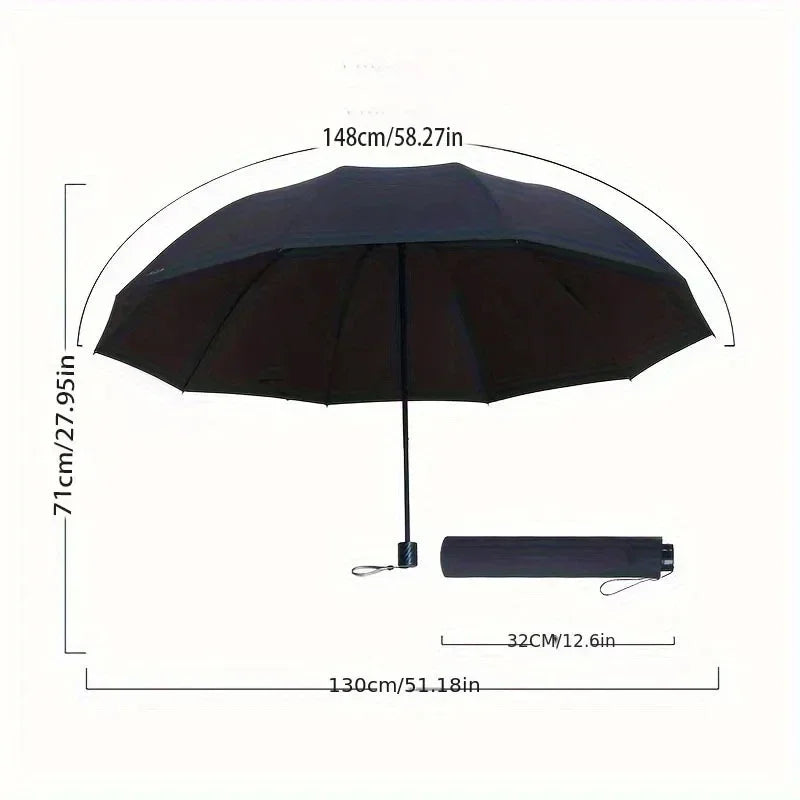 130cm Extra-large Folding Umbrella Heavy-duty Reinforced Portable Travel Windproof Rain Umbrella For Travel Family Use 2026