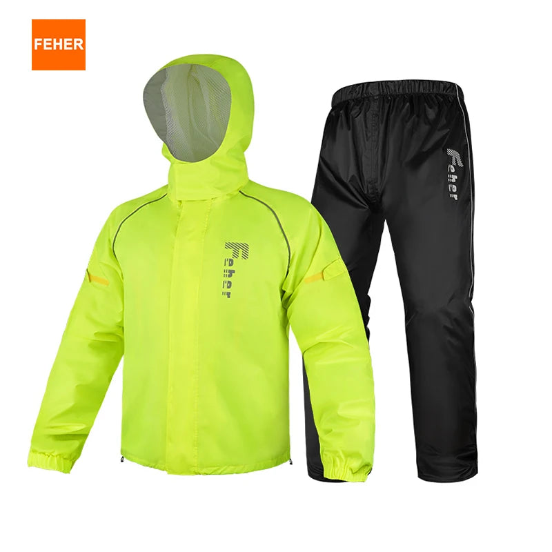 FEHER Motorcycle Raincoat Suit Unisex Rainstorm Waterproof Motorbike Raincoat Lightweight Design Tear Resistant for Rainy Days
