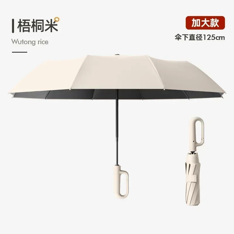 Ring Buckle Design Automatic Umbrella for Men Folding 125CM Extra Large Strong WOMEN'S Sunshade UV Protection Umbrella