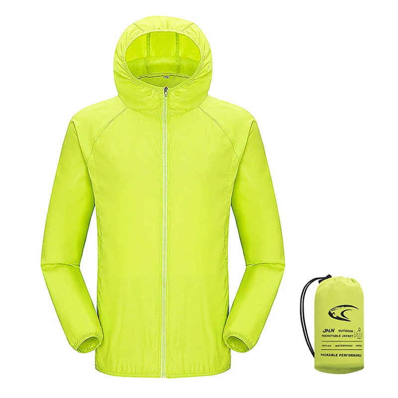 JNLN Unisex Waterproof Outdoor Sport Jacket Men Women Hiking Camping Trekking Quick Dry Windbreaker Sun-Protective Rain Coat
