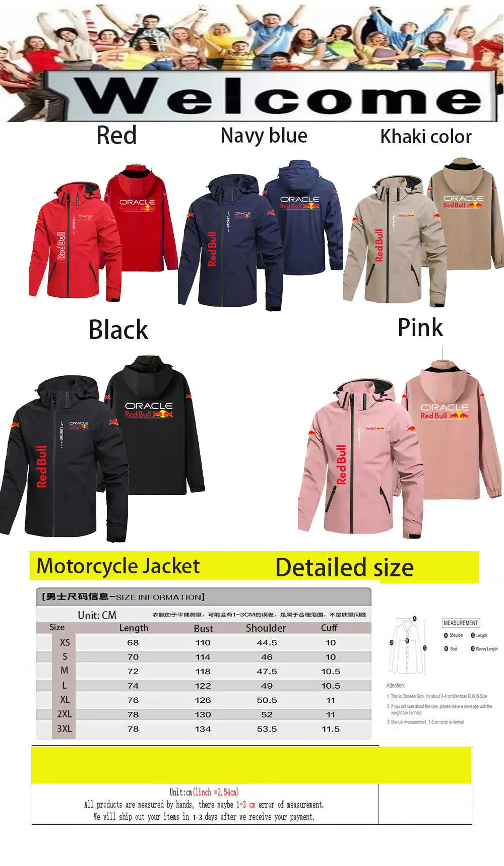 2025 Edition Red Bull Men's Women's Outdoor Sports Windproof Jacket with Waterproof Spring/Autumn Hiking Coat with Hood Raincoat