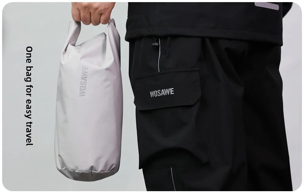 WOSAWE Motorcycle Raincoat Suit Moto Rider Split Waterproof Jacket Rain Pants E-bike Hiking Fishing Camping Foldable Rainwear