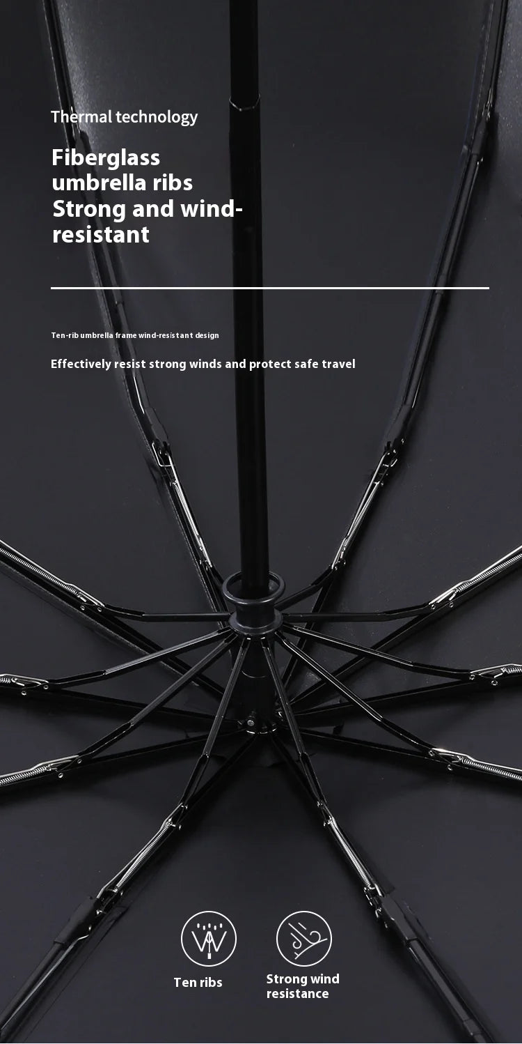 Anti-wind Rain Umbrella 2in1 Automatic Umbrella LED Flashlight Dual-use NightLight Sun Protection 10 bone Folding Umbrella